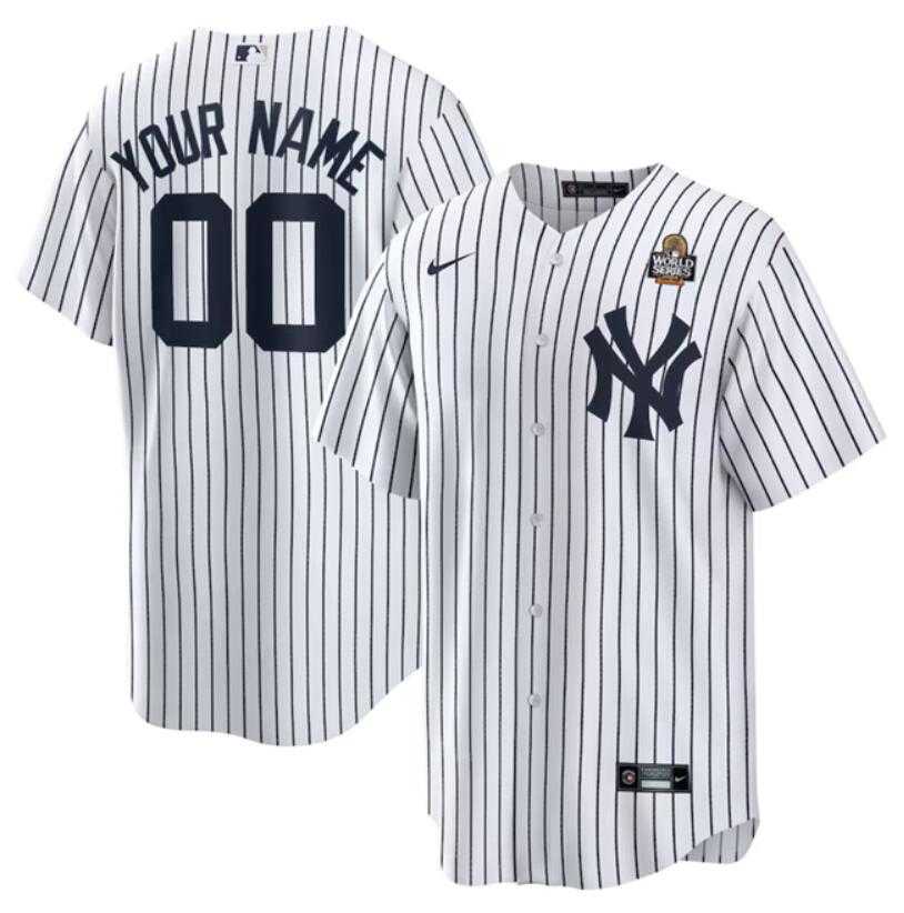 Men%27s New York Yankees Active Player Custom White 2024 World Series Cool Base Stitched Baseball Jersey